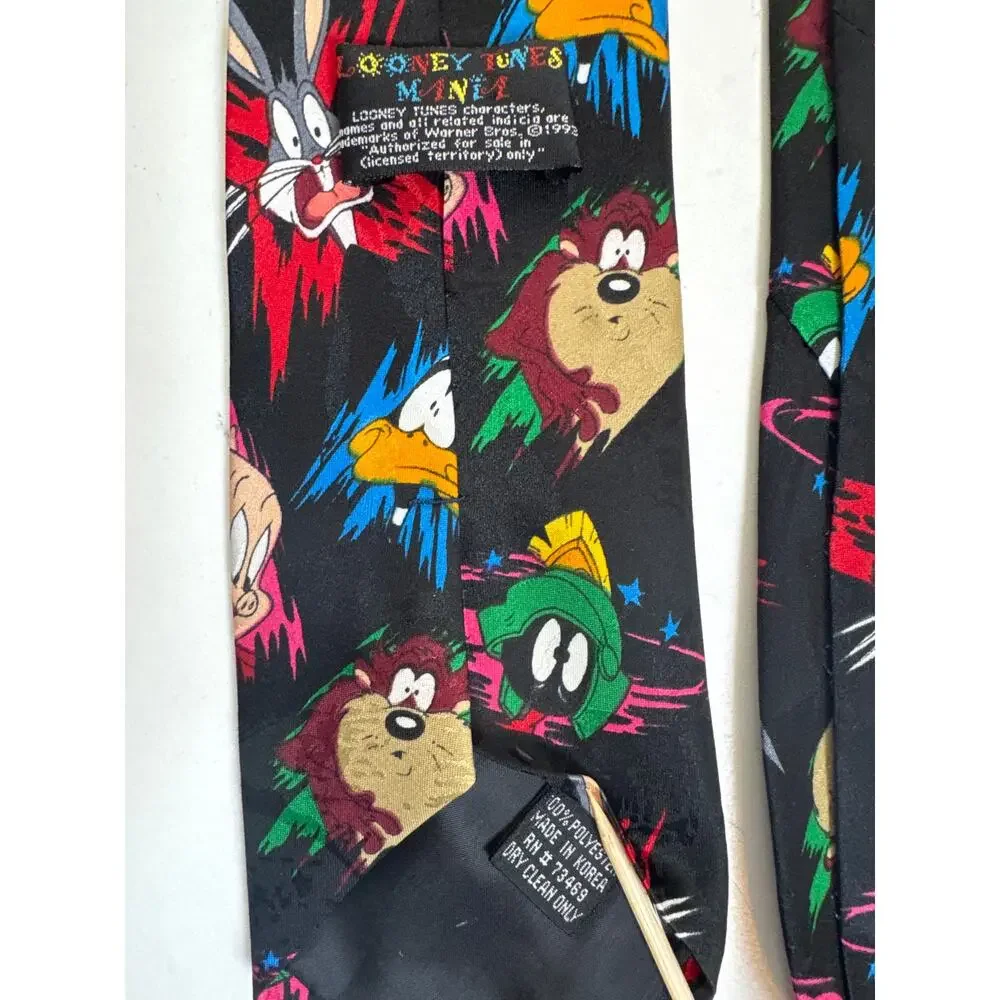 Vintage 90s Looney Tunes Mens Neck Tie Lot Bundle Novelty Work Office Teacher